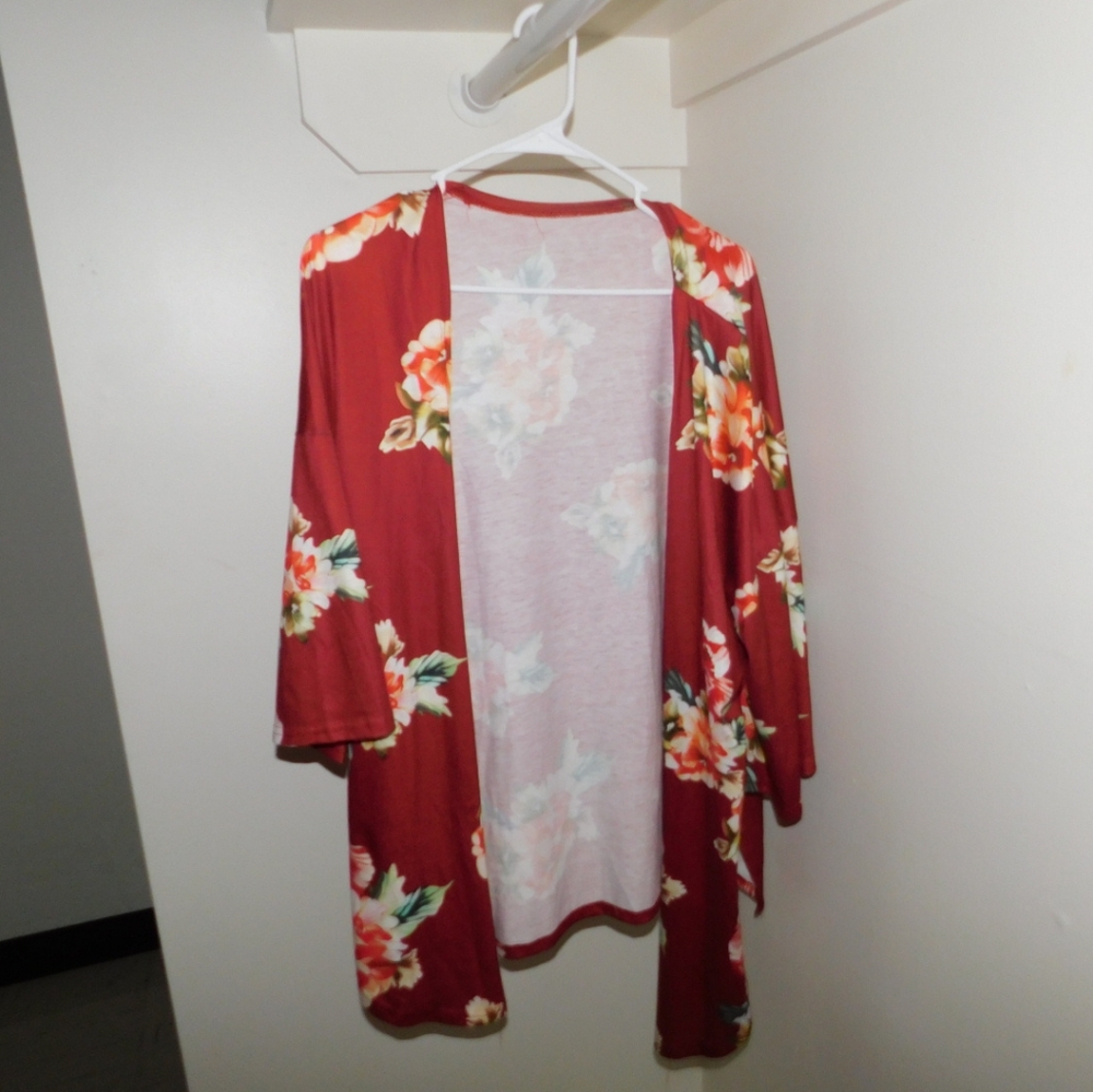 Brick red floral shawl